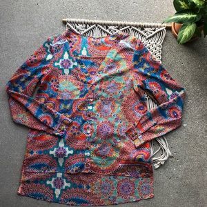 Gimmicks BKE Printed Button Front Blouse Medium